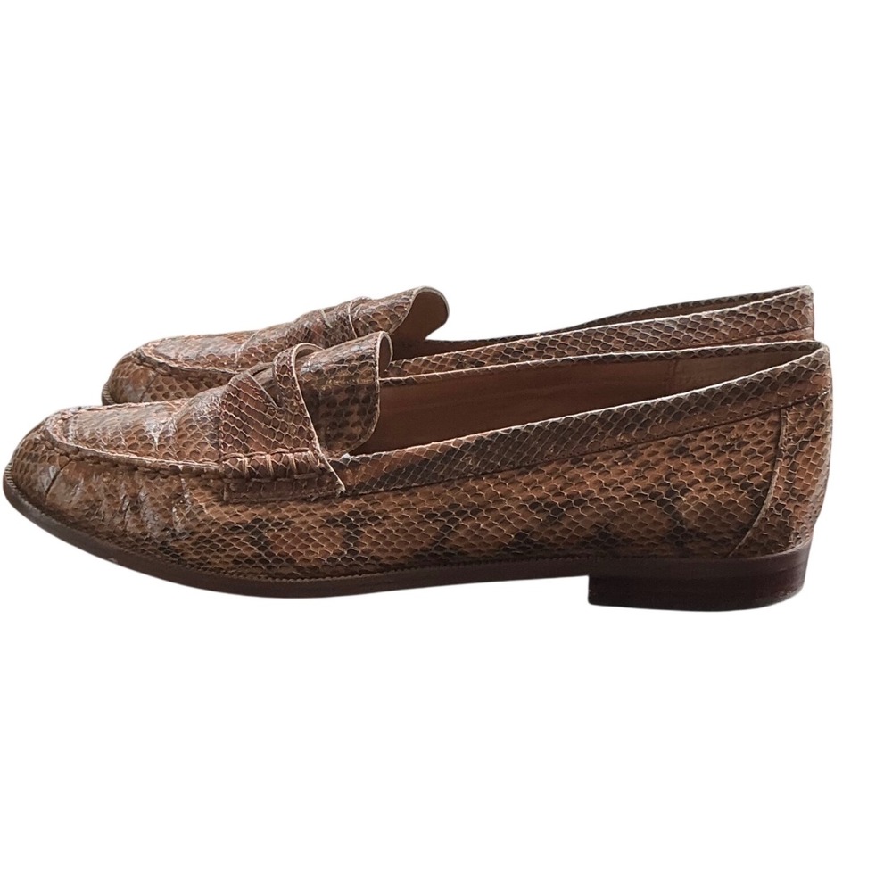 Lauren Ralph Lauren Barrett Snake Leather Penny Loafers Brown Womens Preppy - Picture 4 of 7